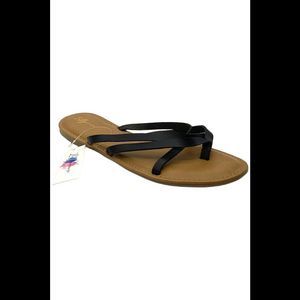 Luffymomo Women's Elastic Strap Flat Sandals Black - Medium